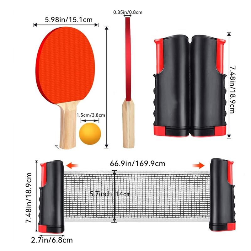 Ping Pong Paddle Set, Portable Table Tennis Set With Retractable Net, Table Tennis Training Set With 2 Rackets, 3 Balls And Carry Bag For Indoor Outdoor Games