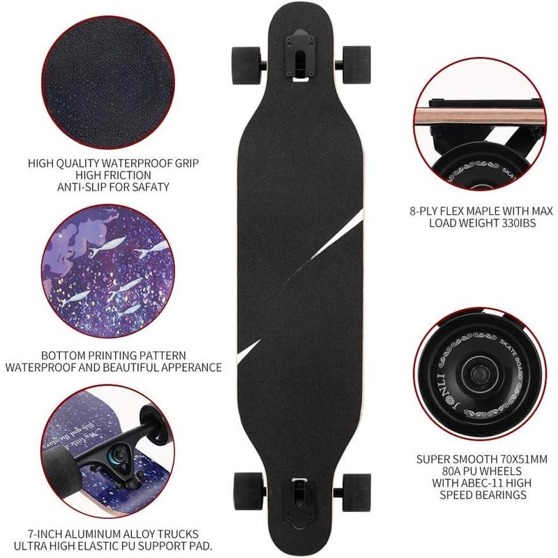 41 Inch Freeride Skateboard Longboard - Complete Skateboard Cruiser for Cruising, Carving, Free-Style and Downhill