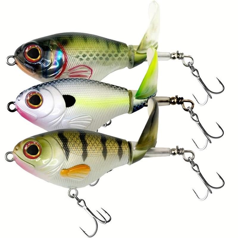 Artificial Fishing Lure with Floating Rotating Tail (3pcs), Simulation Fishing Lure with Hook, Floating Rotating Tail for Bass Trout, Fishing Accessories for Outdoor Fishing, Fishing Lures