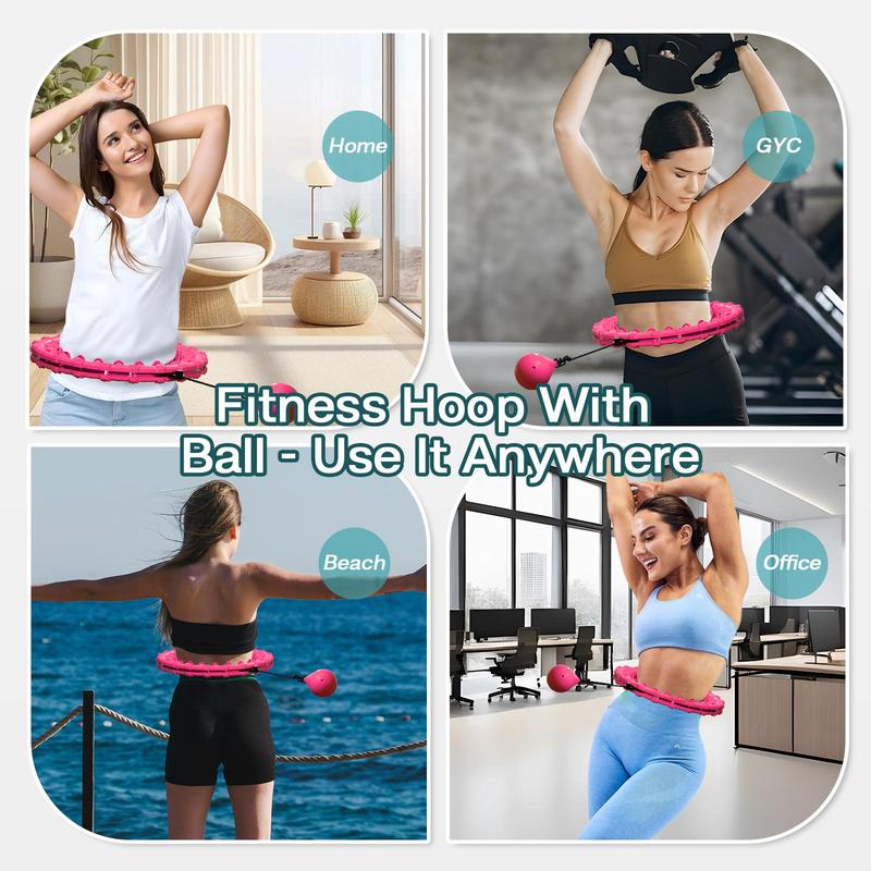 Infinity Weighted Fitness Hoop, 1 Count Smart Hula Circle Hoops with 24 28 Detachable Knots, Adjustable Waist Ring with Auto-spinning Ball