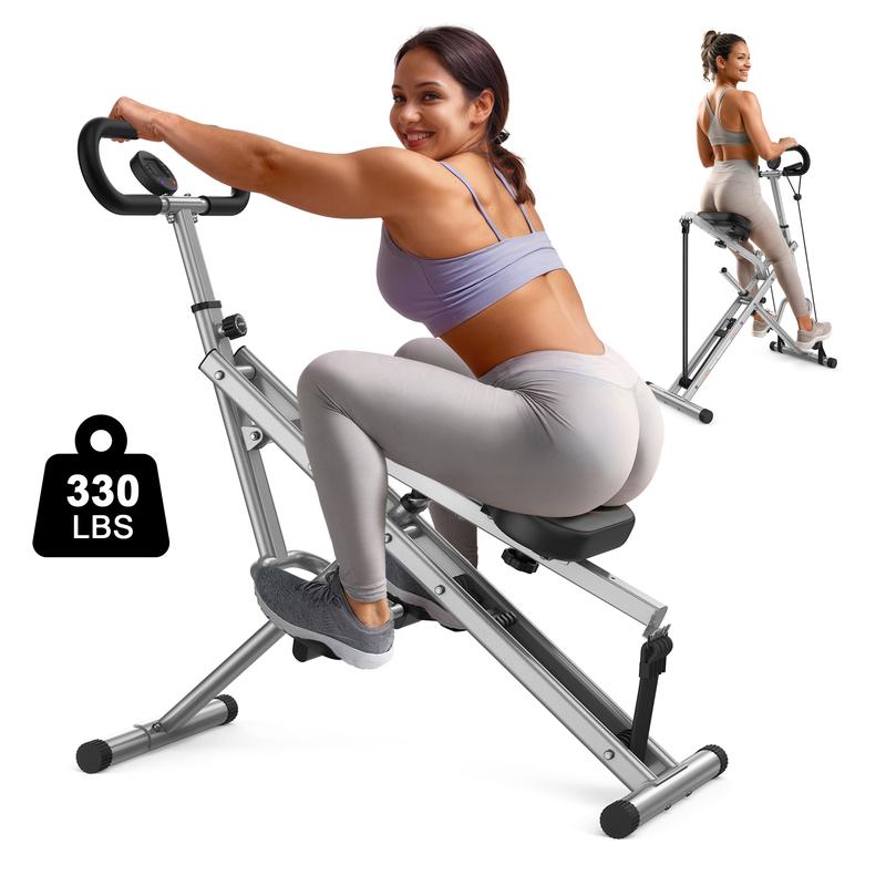 FLYBIRD Squat Machine for Home,Rodeo Core Exercise Machine,330lbs Foldable,Adjustable 4 Resistance Bands,Ride & Rowing Machine for Botty Glutes Butt Thighs, Ab Back Leg Press Hip Thrust