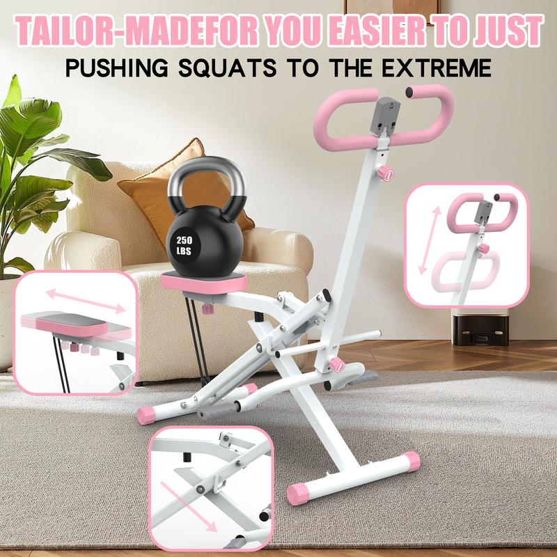 Squat Machine for Home,Rodeo Core Exercise Machine，250lbs Foldable,Adjustable 4 Resistance Bands,Ride & Rowing Machine for Botty Glutes Butt Thighs,Ab Back Leg Press Hip Thrust…