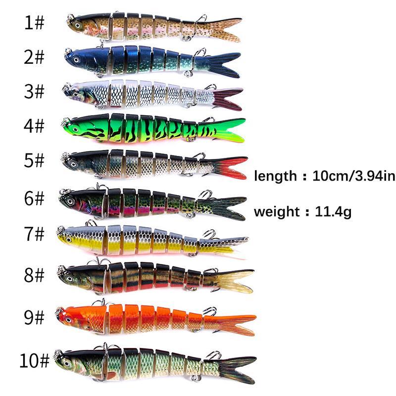 8-jointed Fishing Lures (10pcs set), Artificial Fishing Bait with Hook, Fishing Accessories for Freshwater & Saltwater, Simulation Bait Hook, Fishing