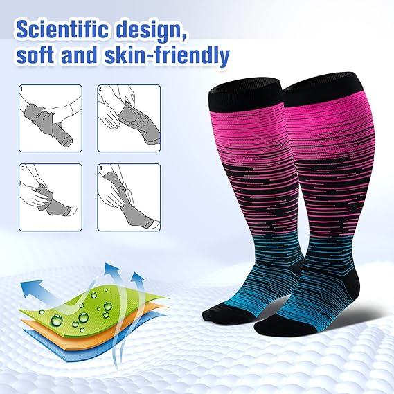 ISUNIE Plus Size Sports Socks for Women & Men - 3 Pairs - Fashionable Outdoor Sports Camping Cycling Socks for Christmas