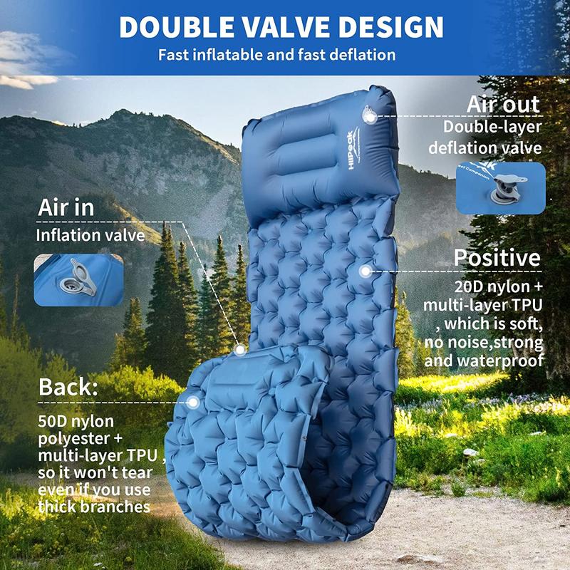 Hiipeak Sleeping Pad for Camping- Ultralight Inflatable Sleeping Mat with Built-In Foot Pump & Pillow, Upgraded Compact Camping Air Mattress for Camping, Backpacking, Hiking HiiPeak