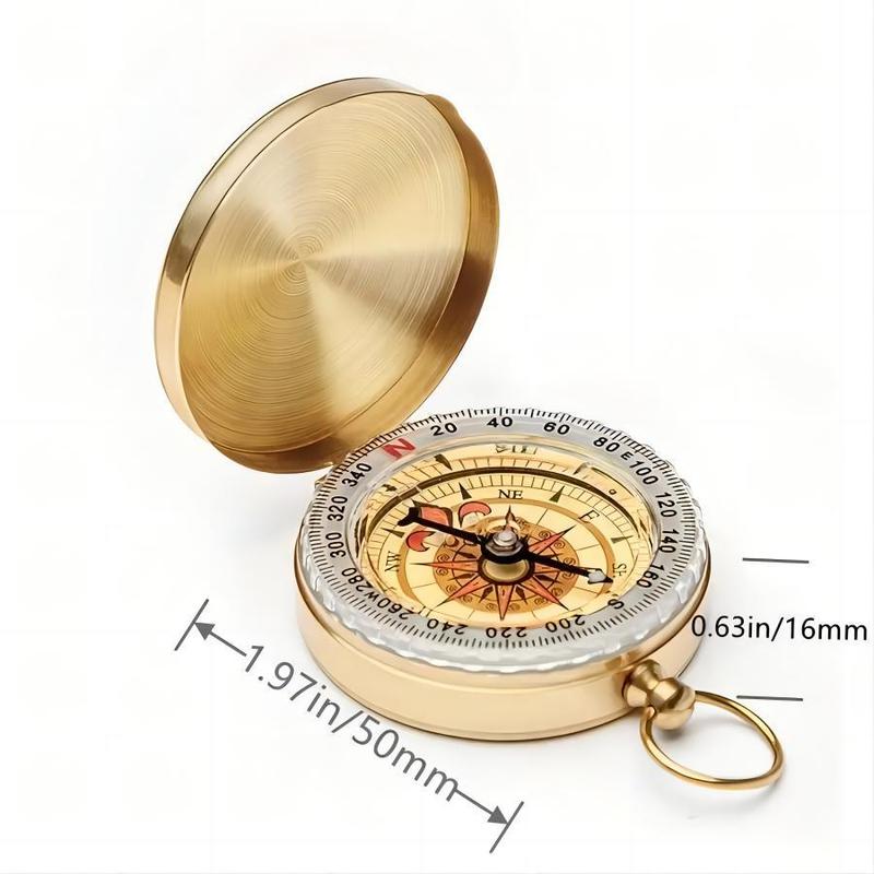 Classic Pocket Style Copper Clamshell Compass, 1 Count Survival Gear Compass, Waterproof Luminous Compass for Hiking Camping Hunting Climbing