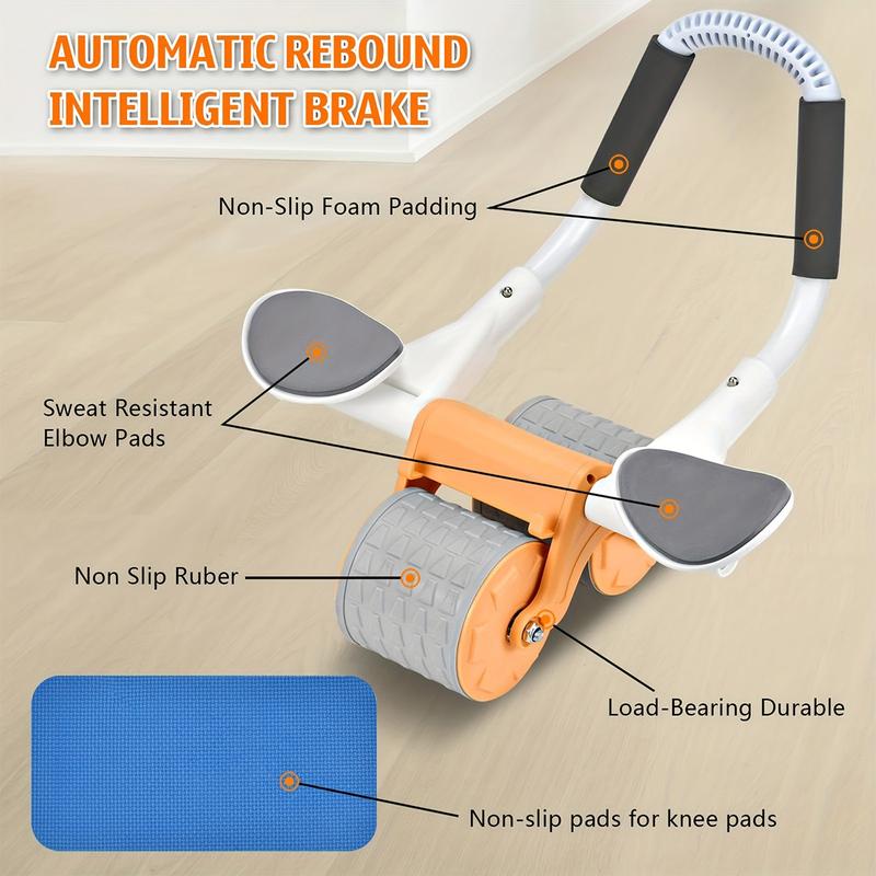 Healthy abdominal wheel，Elbow Support Ab Roller Wheel - Ab Roller with Elbow Support, Automatic Rebound Abdominal Wheel with 2 Elbow Supports, Timer , Plank Exercise Roller for Abdominal & Core Strength Training