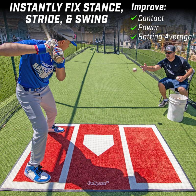 GoSports Baseball and Softball Hitting Mat for Batting Stance Practice - 6 x 4 ft