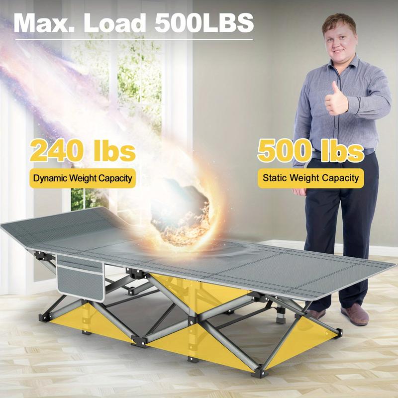 Folding Camping Cot With Mattress, Sleeping Cots For Adults, Portable Travel Camp Cot Bed With Carry Bag, Heavy Duty Grey