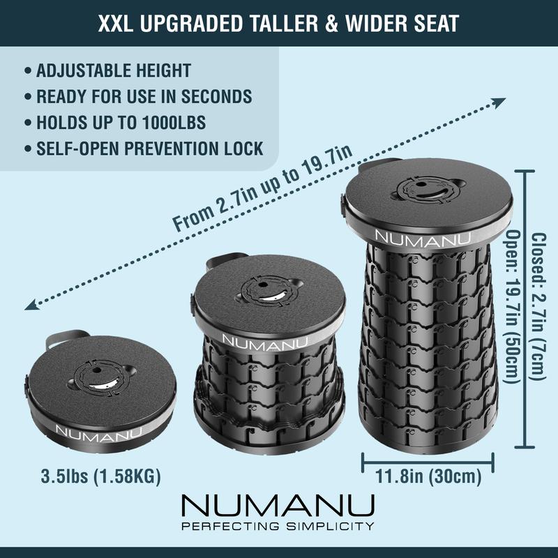 Upgraded Wider & Taller XXL Collapsible Stool 19.7