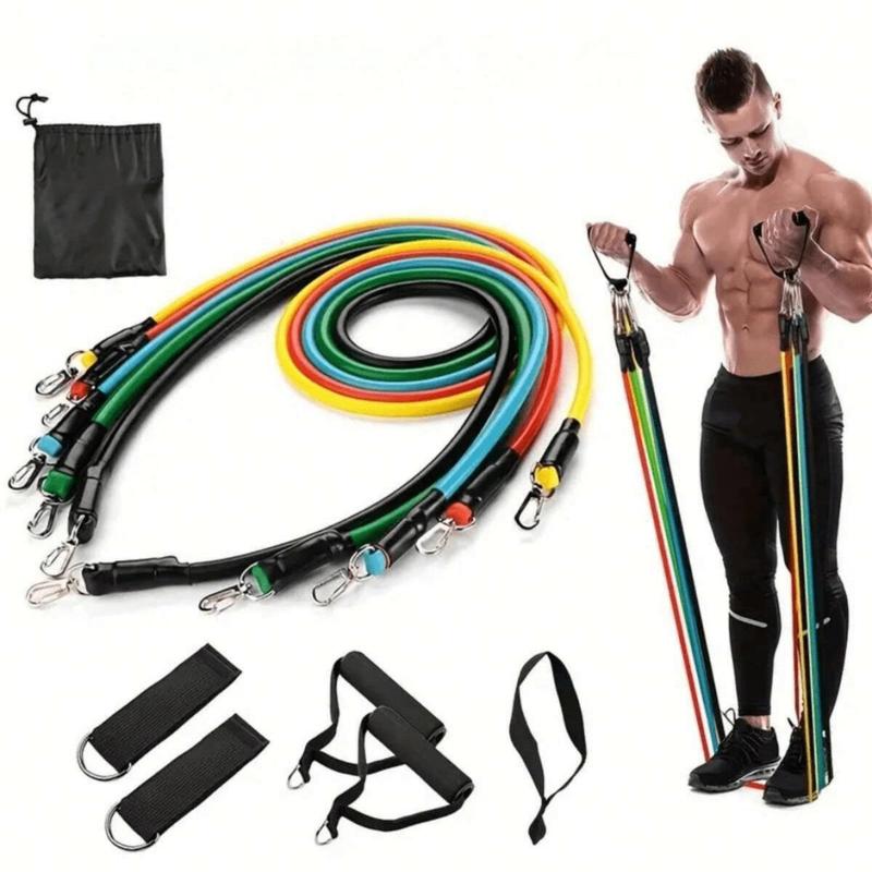 Resistance Band Set, 11pcs set Sweat-absorption Silicone Resistance Band Including Storage Bag, Fitness Equipment for Home Gym Workout