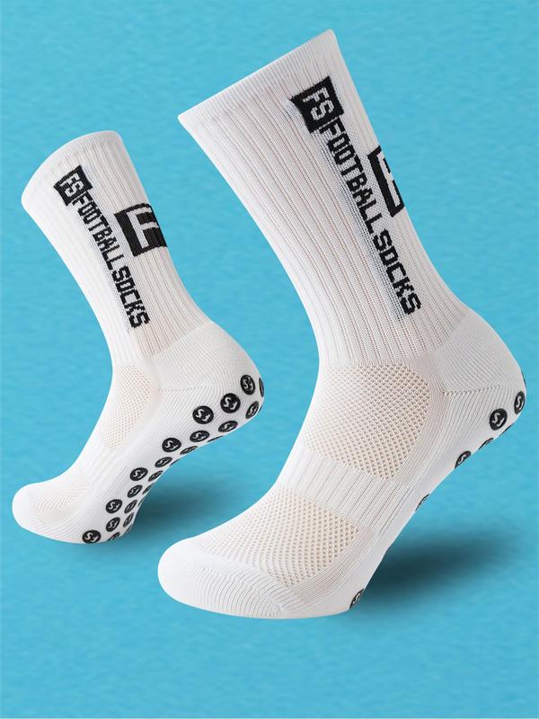 Men's Letter Print Athletic Socks, Anti Slip Non-slip Gripper Pads for Football Basketball Sports with Grippe,  Pads for Football Basketball Sports Grip Socks