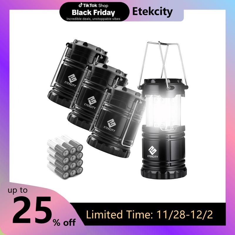 Etekcity Camping Lanterns, Battery Powered LED Emergency Lights for Hurricane Supplies, Tent Gear, Power Outages & Survival Kits (4-Pack) BlackFriday