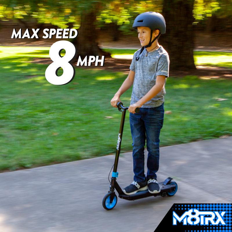 M8TRX Blue 12V Electric Scooter for Kids Ages 6-12, Powered E-Scooter with Speeds of 8 MPH