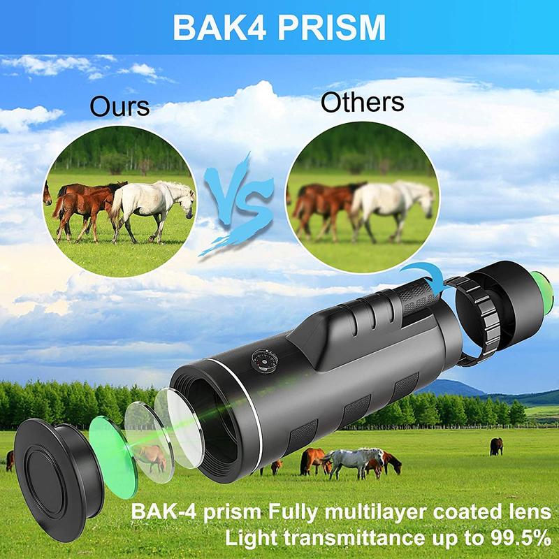 40x60 Monocular Telescope, 1 Set High Definition Imaging Monocular with Tripod & Phone Clip, Outdoor Camping & Hunting Equipment