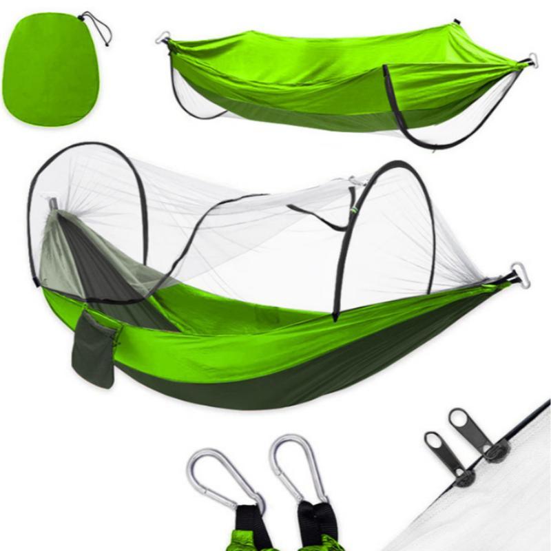 Automatic Quick Open Hammock with Mosquito Net, 1 Set Portable Hammock with Accessories, Outdoor Camping Hammock, Camping & Hiking Equipment