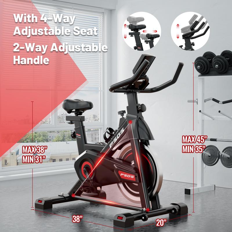 Exercise bike, home gym stationary bike, exercise bike with drive belt, with digital display and comfortable seat cushion for Cardio Workout