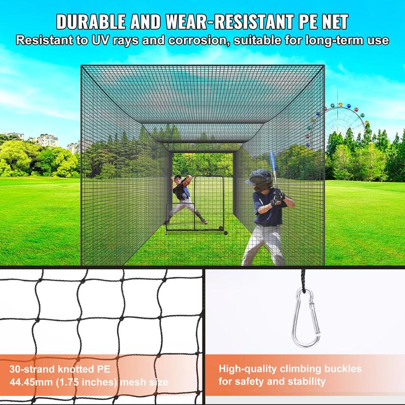 35FT Softball Baseball Cage Netting Heavy Duty PE Pitching Batting Net