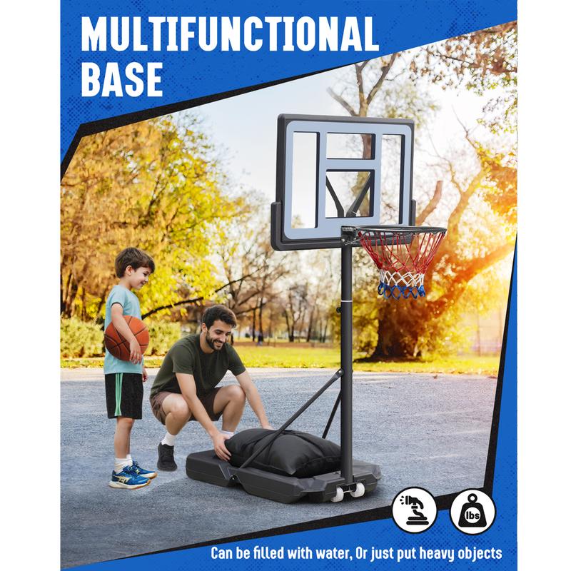 Basketball Hoop Outdoor 3.8-10ft Adjustable Height, 44inch Backboard, Swimming Pool Basketball Hoop & Goal for Kids Adults Indoor portable basketballhoop