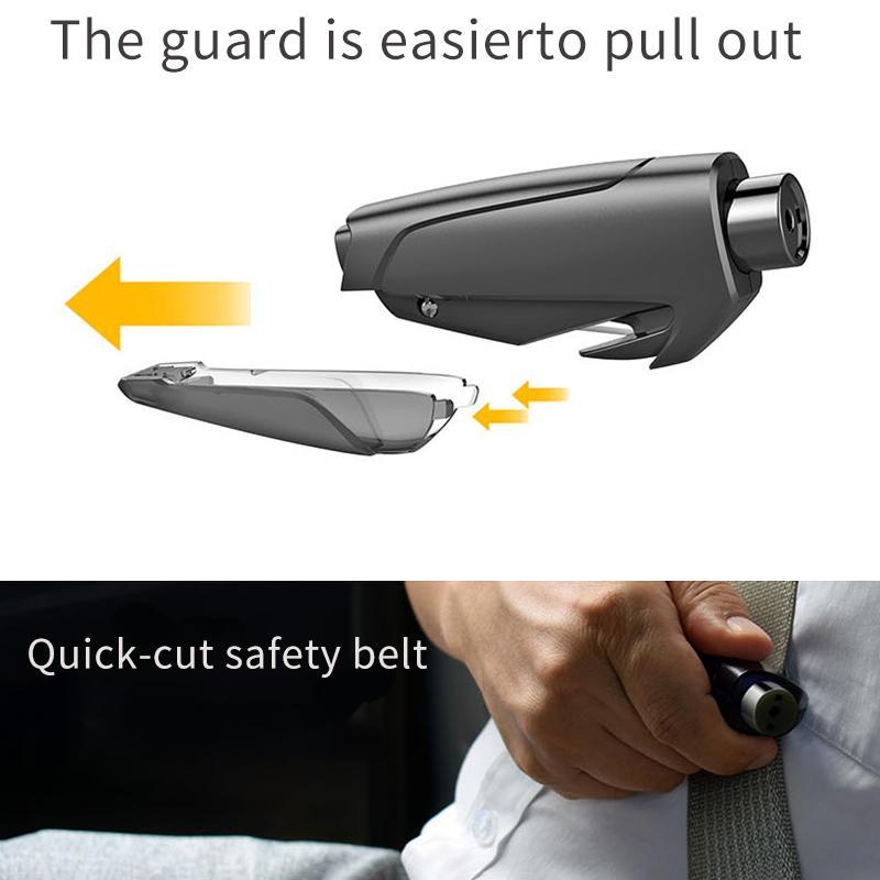 3 in 1 Car Window Breaker Keychain Seatbelt Cutter, Car Emergency Escape Tool with User Manual for Land and Underwater