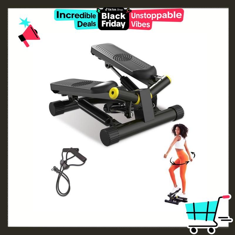 Ziwwvy Steppers for Exercises, Twisting Stepper for butt Lifting with Resistance Bands and Full Body Cardio Equipment，Adjustable Height Fitness Stepper Machine，330Lbs Weight for Home and Office