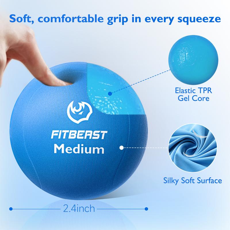 FitBeast Stress Balls for Adults, Squeeze Balls for Hand Therapy, 6-Pack Hand Therapy Balls, Soft, Medium, Hard Tri-Density Hand Exercise Ball for Arthritis、 Anxiety and Grip Strength