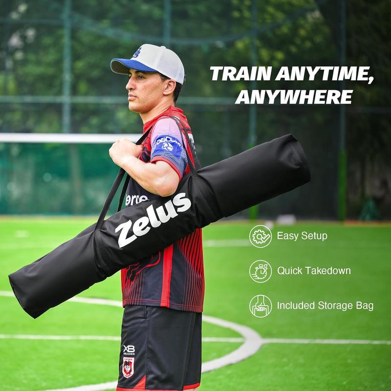 ZELUS Football Throwing Net, Quarterback Training Equipment with 5 Target Pockets, Football Practice Throwing Passing Accuracy Trainer with Carry Bag Ground Stakes for Kids Adults