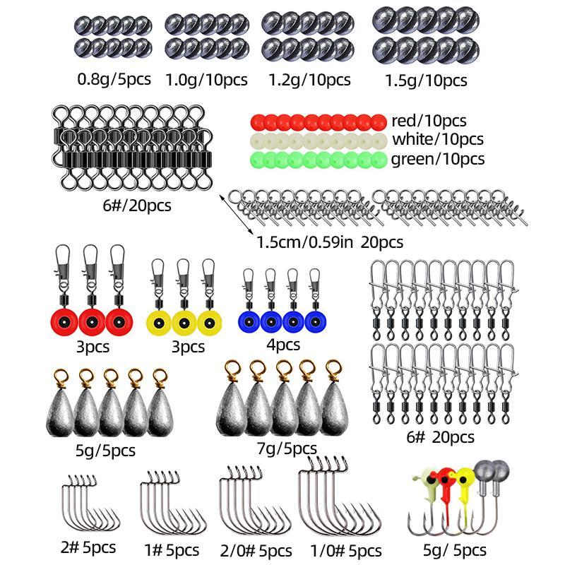 Fishing Hook & Ring & Lead Pendant Set, 246pcs set Fishing Accessories for Outdoor Fishing, Outdoor Recreation Fishing Supplies