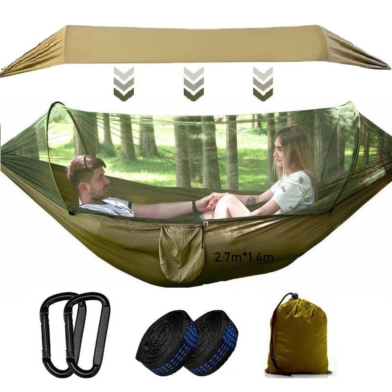 Automatic Quick Open Hammock with Mosquito Net, 1 Set Summer Outdoor Foldable Hammock, Hammock Hanging, Hammock Folding, Quick Open Outdoor Portable Hammock with Net, Parachute Hammock