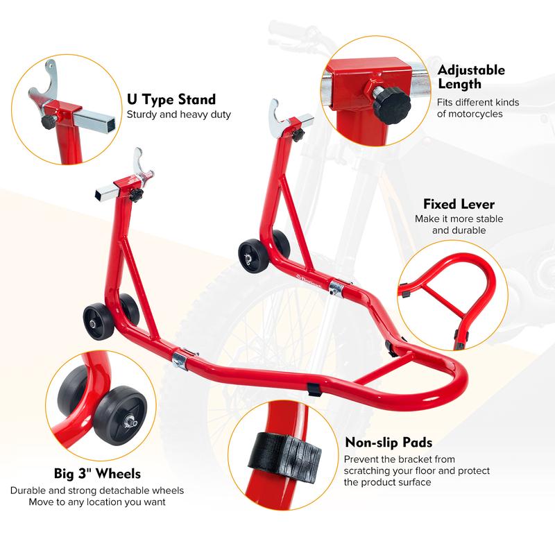 Donext Motorcycle Stand 850LB Sport Bike Rear Wheel Lift Swingarm Paddock Stands Red, U