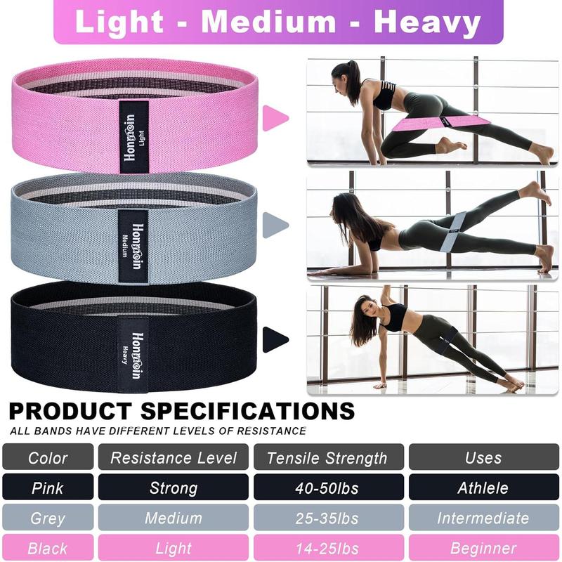 Resistance Bands for Working Out, 3 Levels Exercise Bands Workout Bands Set for Women Men, Hip Legs Booty Bands for Home Fitness, Gym, Yoga, Pilates