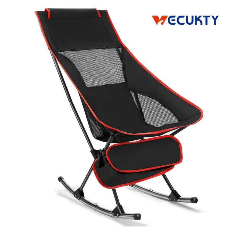 Camping Chair, Vecukty High Back Rocking Chair 165 lbs Capacity, Compact Outdoor Portable Folding Rocker Chair for Camping Hiking Gardening Travel Beach Picnic, camp chair