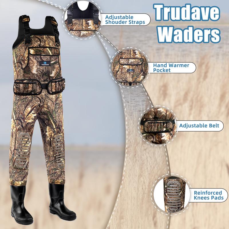 Trudave Fishing Waders for Men, Chest Waders with Boots for Men & Women, Waterproof Neoprene Waders for Hunting & Fishing