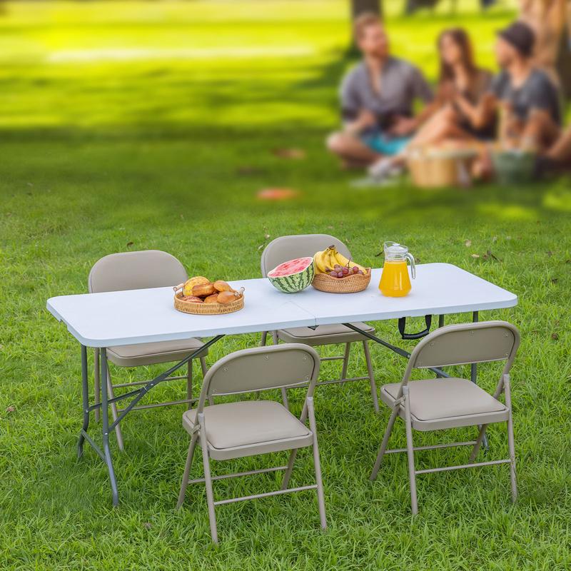 Sweet Furniture S Folding Table Outdoor Indoor Heavy Duty Portable Table with Carrying Handle for Camping Picnic Party