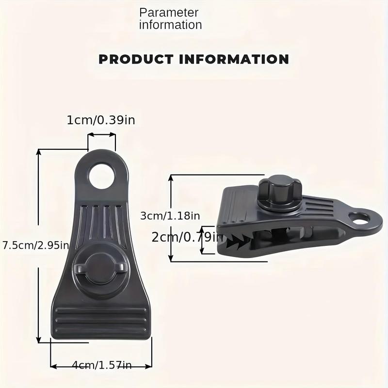 Tent Clamp with Carabiner, 1 Set Outdoor Tarp Awning Canopy Clip Tighten Tool for Camping Trips, Tent Accessories