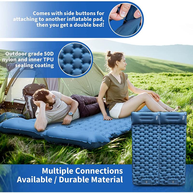 Hiipeak Sleeping Pad for Camping- Ultralight Inflatable Sleeping Mat with Built-In Foot Pump & Pillow, Upgraded Compact Camping Air Mattress for Camping, Backpacking, Hiking HiiPeak