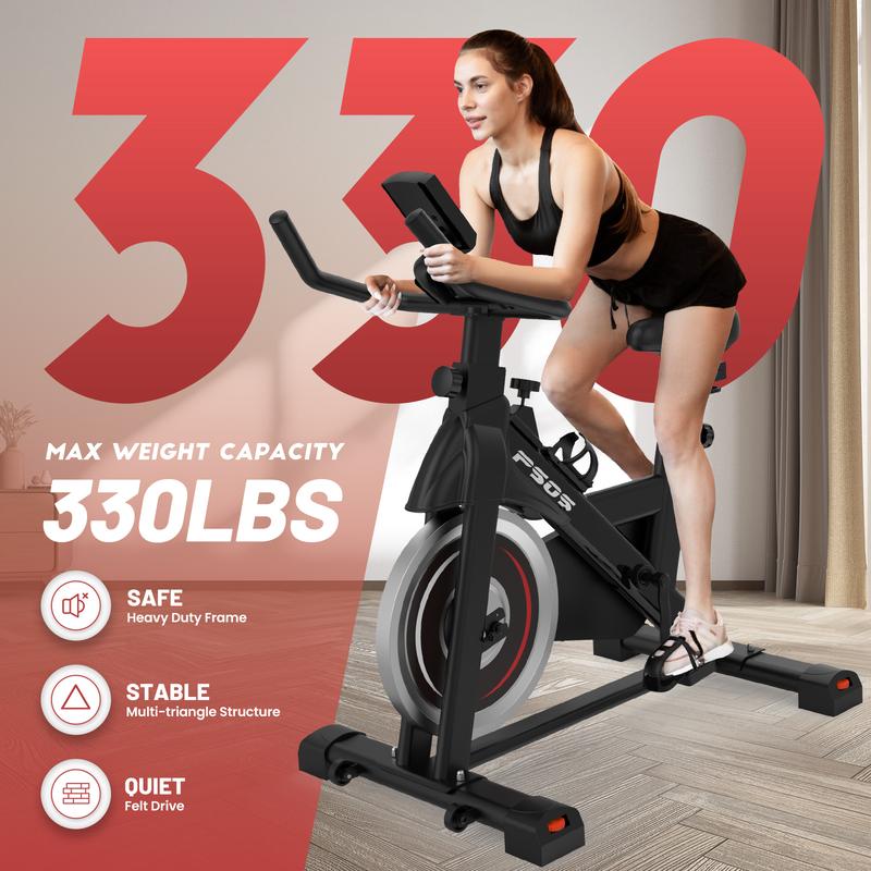 Exercise bike, home gym stationary bike, exercise bike with drive belt, with digital display and comfortable seat cushion for Cardio Workout