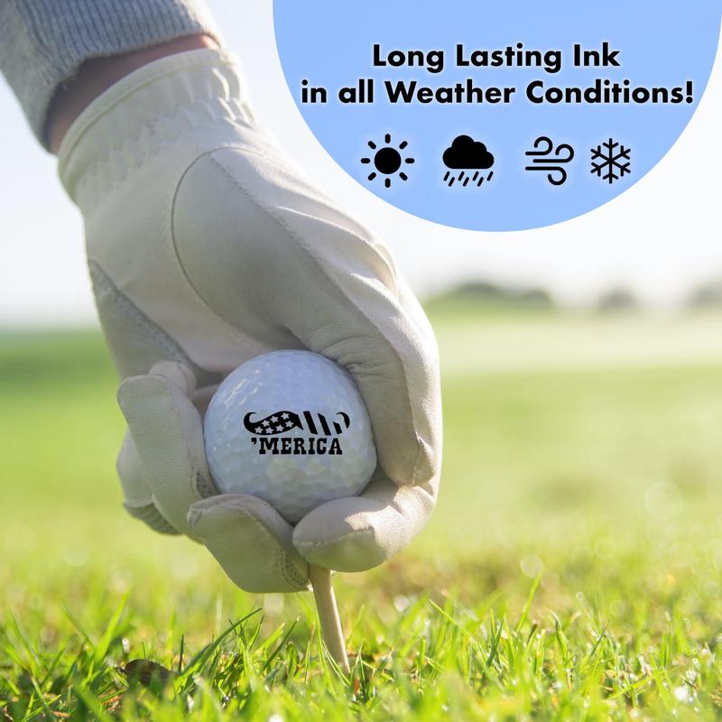 Revolutionize Your Golf Ball Identification with Ball Badge - The America Series Self-Inking Stamper, Marker & Durable Reusable Tool!