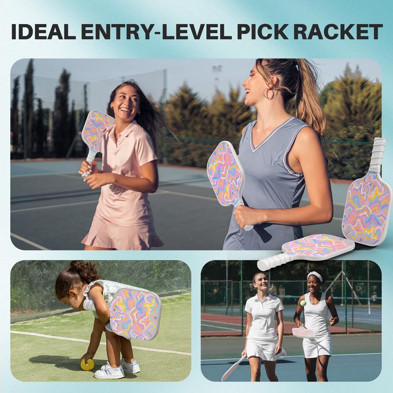 VINSGUIR Lightweight Pickleball Paddle Set, Melted Marshmallow - 2 Paddles Rackets + 2 Pickleballs + 1 Carry Bag, USAPA Approved