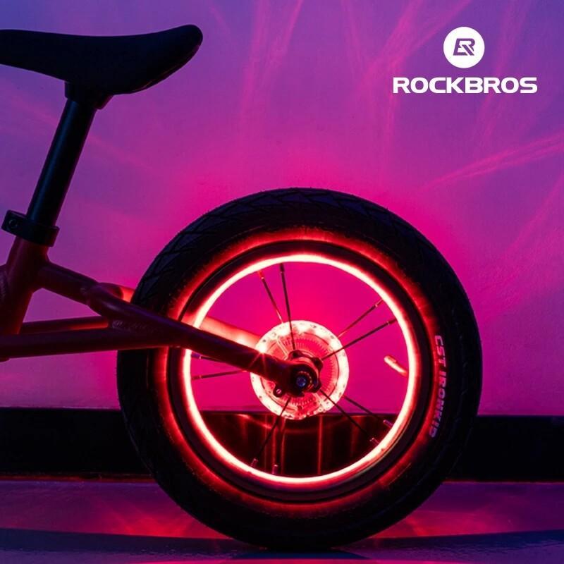 ROCKBROS Bicycle Wheel Hub Light Waterproof Smart 12 LED Colorful Flash Light Safety Warning Fit Balance MTB Road bikes