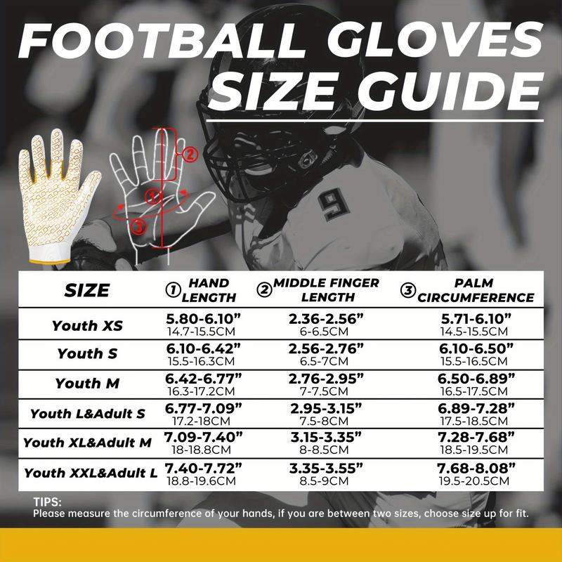 Football Gloves Adjustable Closure Gloves Sticky Wide Receiver Gloves White Golden Elastic Football Gloves