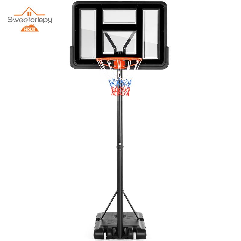 Sweet Furniture S - Basketball Hoop Outdoor 4.2-10ft Adjustable Height, Portable Basketball Hoop Goal Court System for People of All Ages 44 Inch Shatterproof Backboard, Shock Absorbent Rim, Fillable Base 2 Wheels