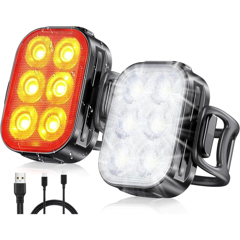 Bike Lights for Night Riding, USB Rechargeable Bike Lights Front and Back, Waterproof IP65 Bicycle Light, 4+6 Modes Bike Headlight and Tail Light Set,1.5 Hrs Fast Charging, Easy to Install