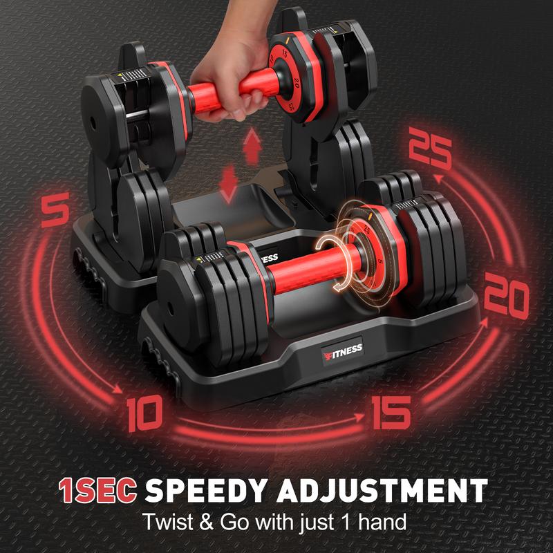 Bearbro 5LB to 55lb Adjustable Dumbbell for Home Gym Equipment, 5 in 1 Quickly Adjustable Weights Plates and Rack, Hand Weights Suitable Women and Men, Full Body Workout Fitness，Gift-giving preference