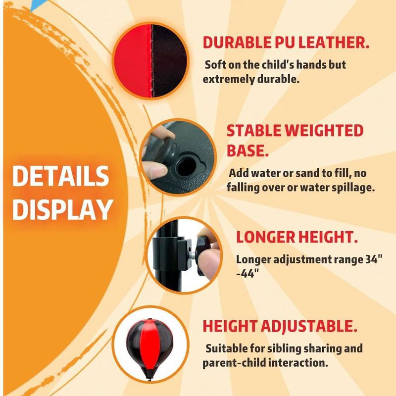 Punching Bag for Kids, Kids Boxing Bag with Stand, 3 4 5 6 7 8 9 10 Years Old Adjustable Kids Punching Bag, Boxing Equipment with Boxing Gloves, Boxing Set as Boys & Girls Toys Gifts