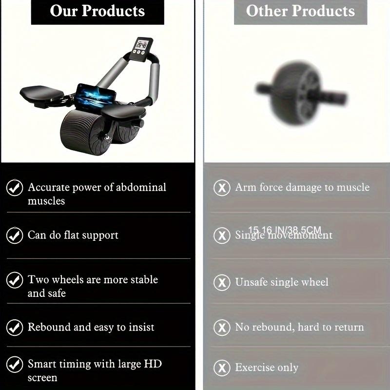 Ultimate Abdominal Trainer - Multifunctional Ab Roller Wheel Set With Non-Slip Foam Handles, Automatic Rebound, Sweat-Resistant Elbow Pads, Digital Timer, And Knee Mat For Effective Core Workout And Home Gym Exercise