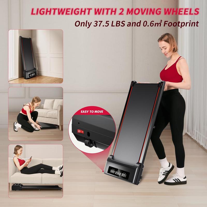 RHYTHM FUN Walking Pad Under Desk Treadmill with Remote Control Flat Portable Treadmill Quiet with 3 Window LED Display Suitable for Home and Office Use (5 Year Warranty)