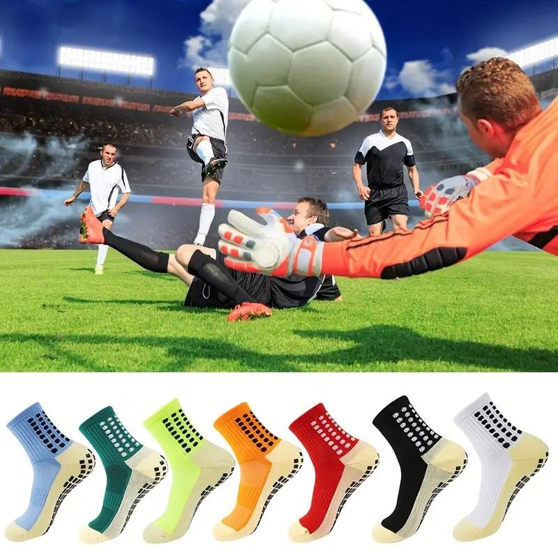 4 Pair Men's Soccer Socks Anti Slip Non Slip Grip Pads for Football Basketball Sports Grip Socks