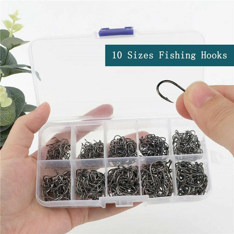 500Pcs Fish Hooks for Fishing, 10 Different Sizes