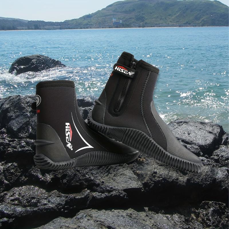 HISEA Premium Neoprene Diving Boots 5mm Water Shoes Swimming Shoes Fishing Shoes Wetsuit Ankle Boots Side Zipper With Non-slip Rubber Sole